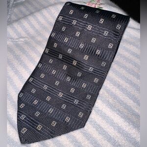 Fendi Neck Tie in the iconic FF Zucca monogram design. 100% silk, made in Italy.
